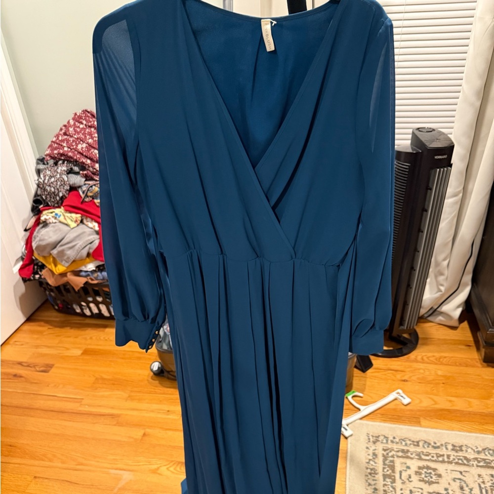 Pinkblush Teal Long Sleeve Dress